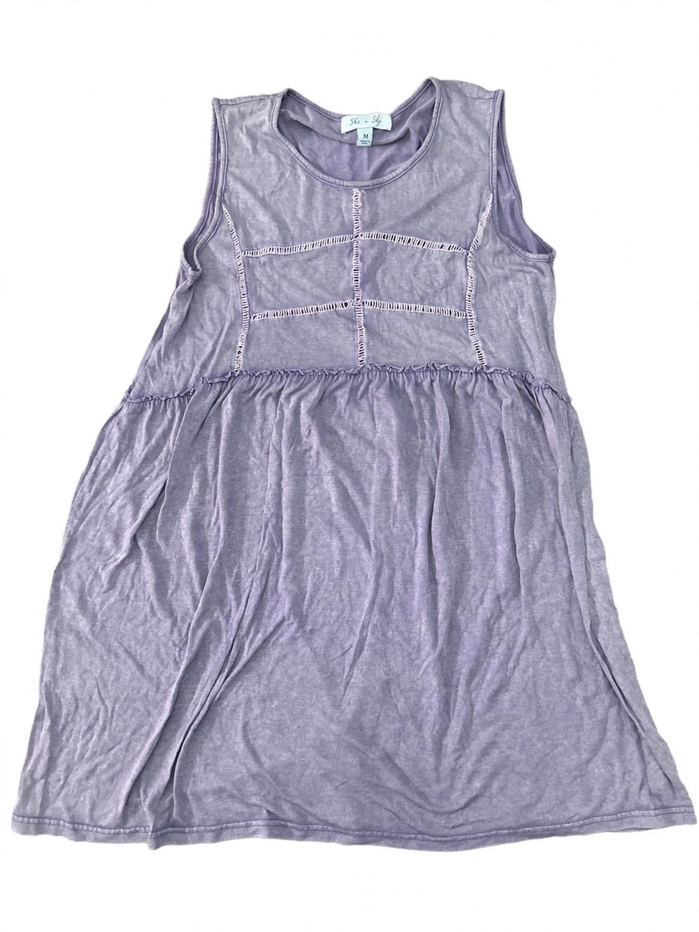 She + Sky Lavender Sleeveless Tiered Knit Kids Dress
